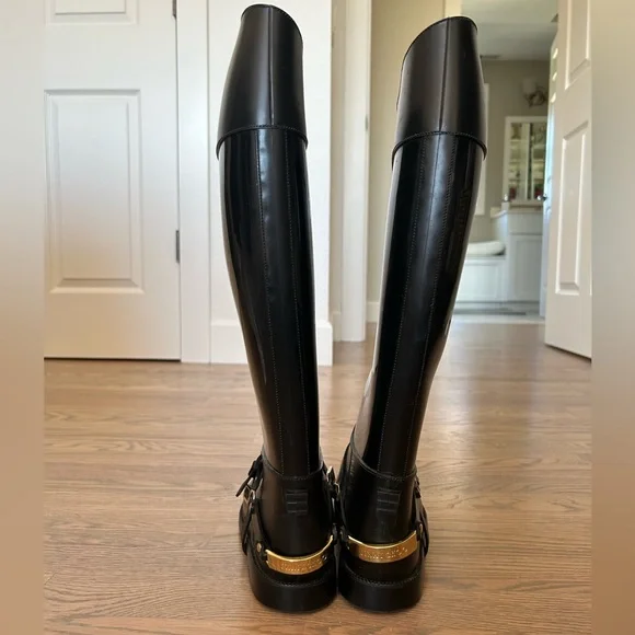 Black Jimmy Choo Rubber Rain Boots - Picture 3 of 7